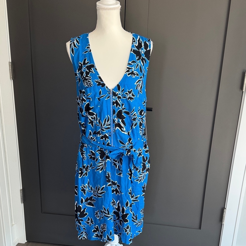 Justfab Vibrant Blue Floral Mini Dress 100%Rayon